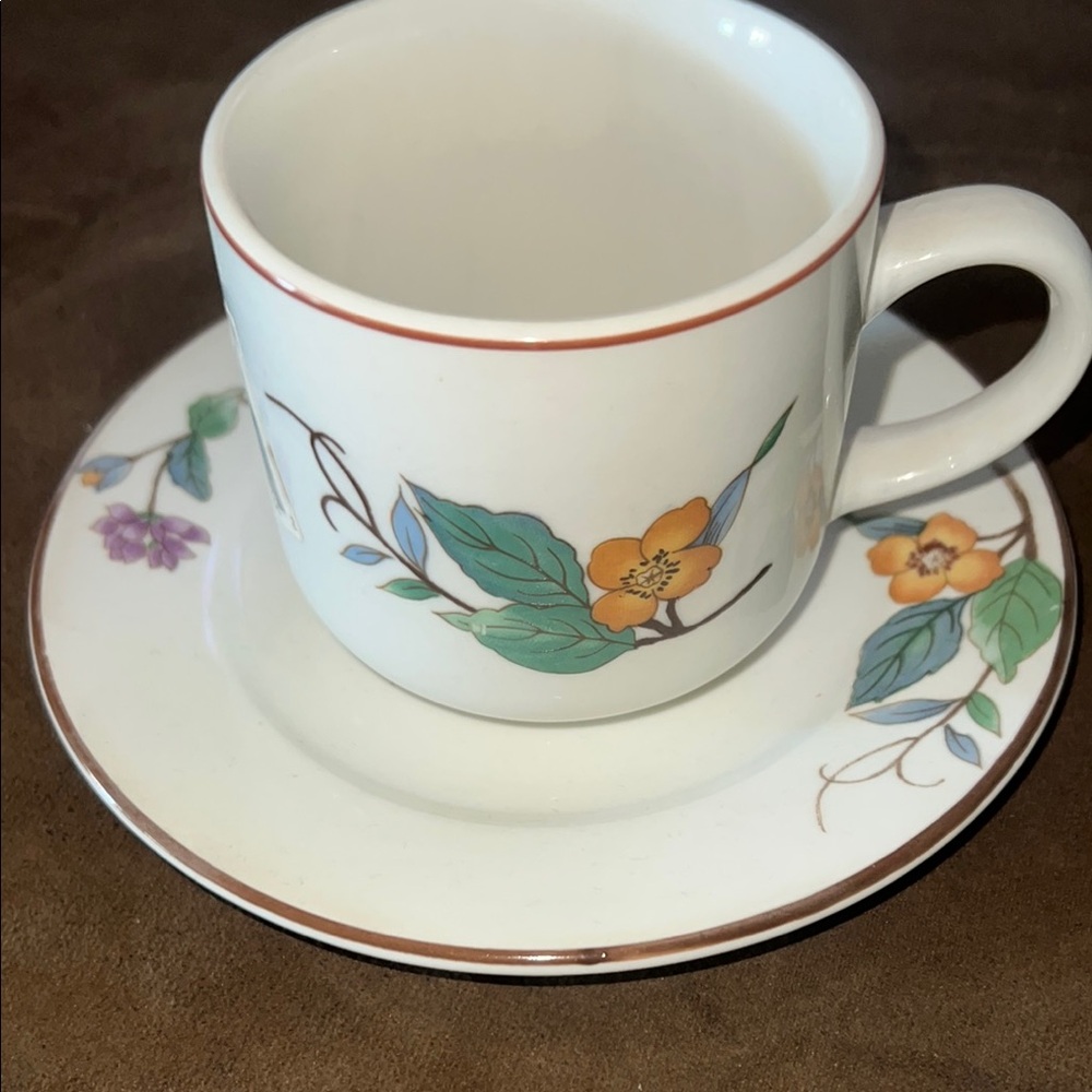 Floral Pattern Cup and Saucer Set